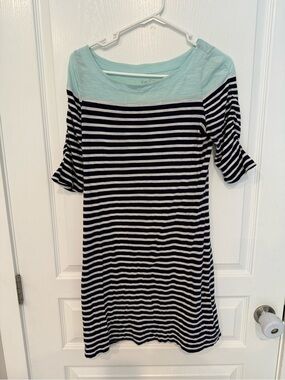 Lilly Pulitzer Striped Midi Dress in Light Teal and navy